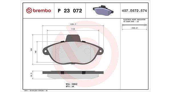 Magneti Marelli Bremsbelagsatz, Scheibenbremse [Hersteller-Nr. 363700423072] für Fiat, Peugeot, Citroën
