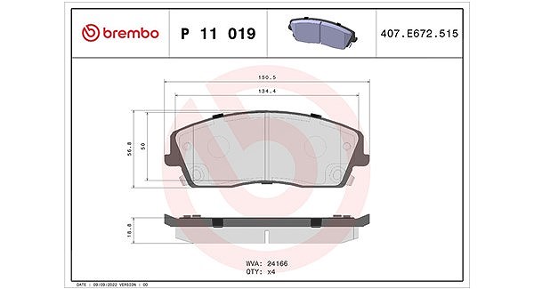 Magneti Marelli Bremsbelagsatz, Scheibenbremse [Hersteller-Nr. 363700411019] für Lancia, Chrysler, Dodge