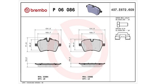 Magneti Marelli Bremsbelagsatz, Scheibenbremse [Hersteller-Nr. 363700406086] für Mini