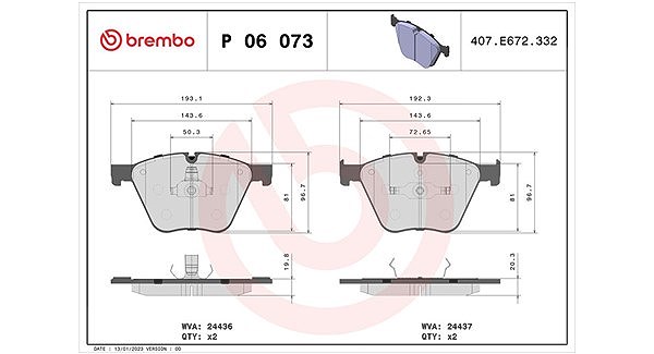 Magneti Marelli Bremsbelagsatz, Scheibenbremse [Hersteller-Nr. 363700406073] für BMW