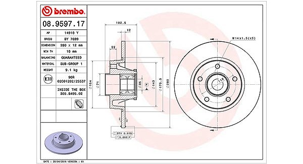Magneti Marelli Bremsscheibe Hinterachse Voll + Radlager mit ABS [Hersteller-Nr. 360406057400] für Opel, Renault, Nissan, Vauxhall