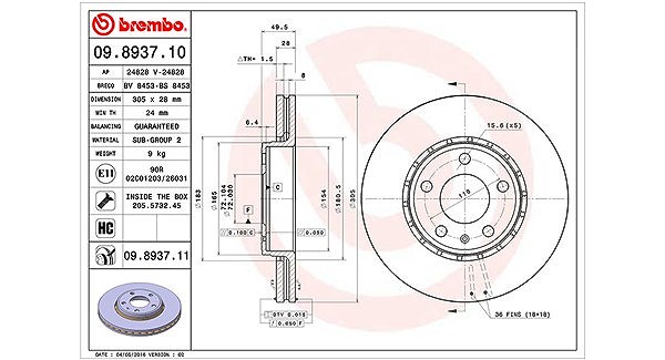 Magneti Marelli Bremsscheibe [Hersteller-Nr. 360406008800] für Opel, Renault, Nissan, Vauxhall