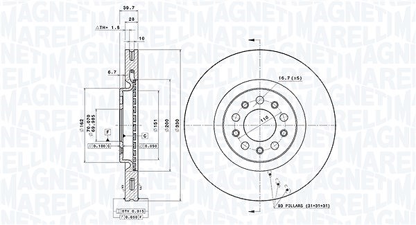 Magneti Marelli Bremsscheibe [Hersteller-Nr. 360406011701] für Alfa Romeo