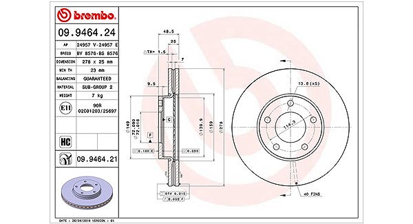 Magneti Marelli Bremsscheibe [Hersteller-Nr. 360406056700] für Mazda