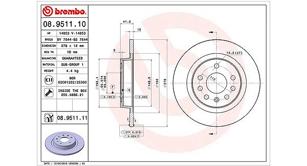Magneti Marelli Bremsscheibe [Hersteller-Nr. 360406040000] für Cadillac, Vauxhall, Saab, Opel