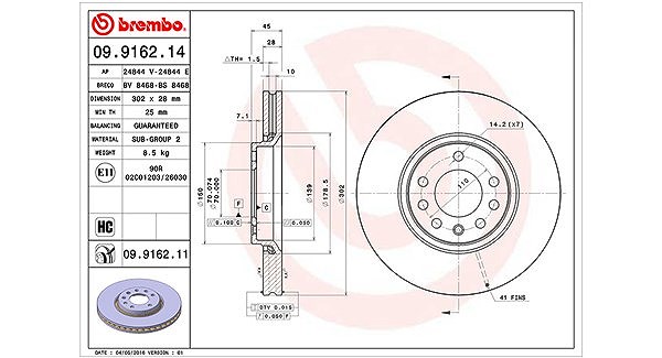 Magneti Marelli Bremsscheibe [Hersteller-Nr. 360406008200] für Cadillac, Saab, Vauxhall, Opel