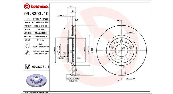 Magneti Marelli Bremsscheibe [Hersteller-Nr. 360406041400] für Peugeot
