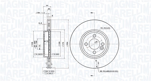 Magneti Marelli Bremsscheibe [Hersteller-Nr. 360406069300] für Mini