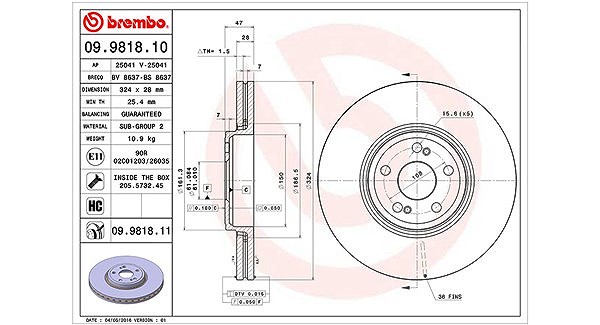 Magneti Marelli Bremsscheibe [Hersteller-Nr. 360406058900] für Renault