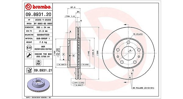 Magneti Marelli Bremsscheibe [Hersteller-Nr. 360406023800] für Peugeot, Citroën, Fiat