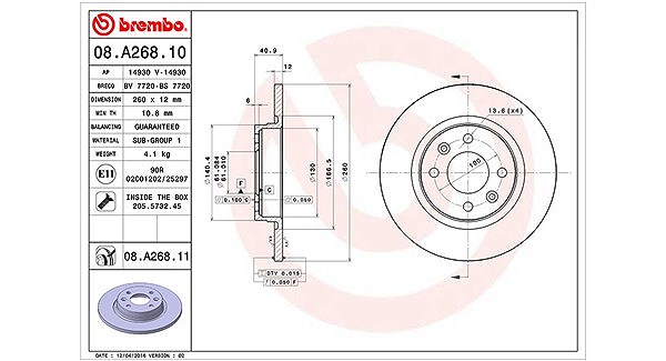 Magneti Marelli Bremsscheibe [Hersteller-Nr. 360406061300] für Dacia, Smart, Renault