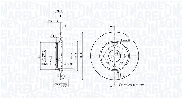 Magneti Marelli Bremsscheibe [Hersteller-Nr. 360406023700] für Fiat, Ford