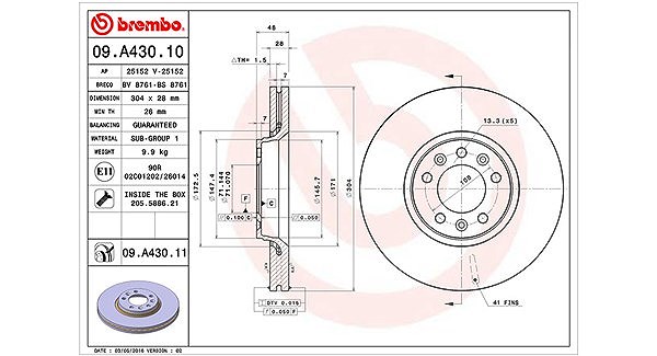 Magneti Marelli Bremsscheibe [Hersteller-Nr. 360406075700] für Peugeot, Toyota, Citroën, Fiat