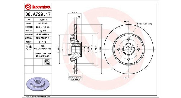 Magneti Marelli Bremsscheibe [Hersteller-Nr. 360406105700] für Peugeot, Citroën, Ds