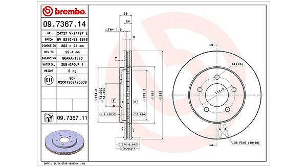 Magneti Marelli Bremsscheibe [Hersteller-Nr. 360406020000] für Dodge, Chrysler, Plymouth