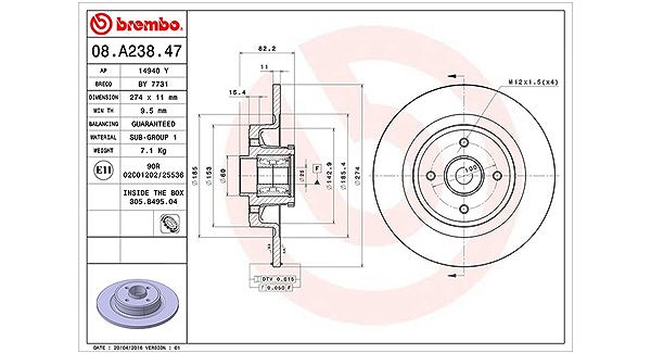 Magneti Marelli Bremsscheibe [Hersteller-Nr. 360406061000] für Renault
