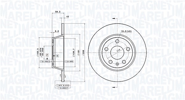 Magneti Marelli Bremsscheibe [Hersteller-Nr. 360406065300] für Audi