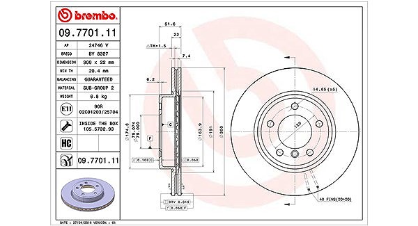 Magneti Marelli Bremsscheibe [Hersteller-Nr. 360406016701] für BMW