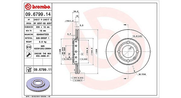 Magneti Marelli Bremsscheibe Vorderachse Belüftet [Hersteller-Nr. 360406048900] für Seat, VW