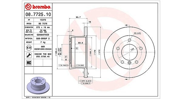Magneti Marelli Bremsscheibe [Hersteller-Nr. 360406033000] für VW, Mercedes-Benz