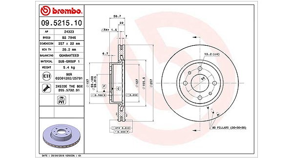 Magneti Marelli Bremsscheibe [Hersteller-Nr. 360406022200] für Fiat, Alfa Romeo, Lancia