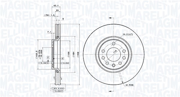 Magneti Marelli Bremsscheibe [Hersteller-Nr. 360406039701] für Saab, Opel, Vauxhall