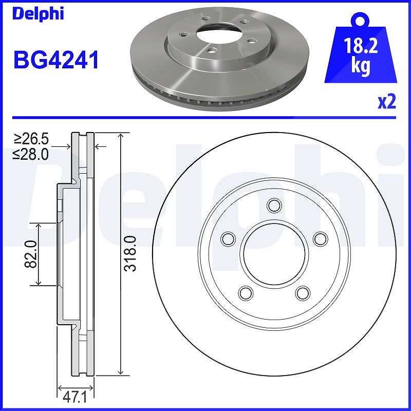 Delphi Bremsscheibe [Hersteller-Nr. BG4241] für Chrysler