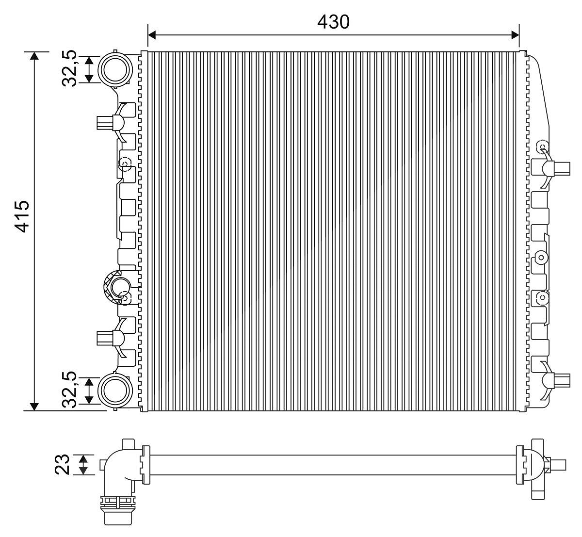 Valeo Kühler, Motorkühlung [Hersteller-Nr. 733062] für Seat, VW, Skoda