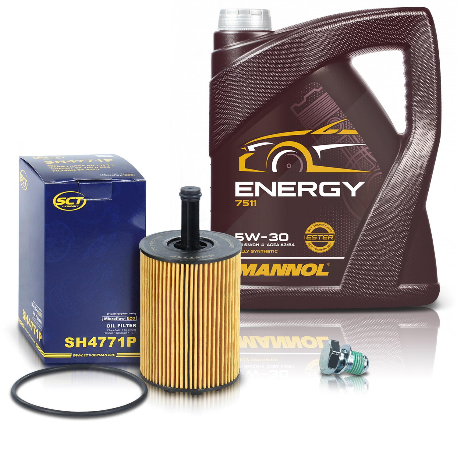 Bestprice Ölfilter + 5l 5W-30 Motoröl [Hersteller-Nr. 40360987] für Mitsubishi, Chrysler, Dodge, Audi, Skoda, VW, Ford, Seat, Jeep