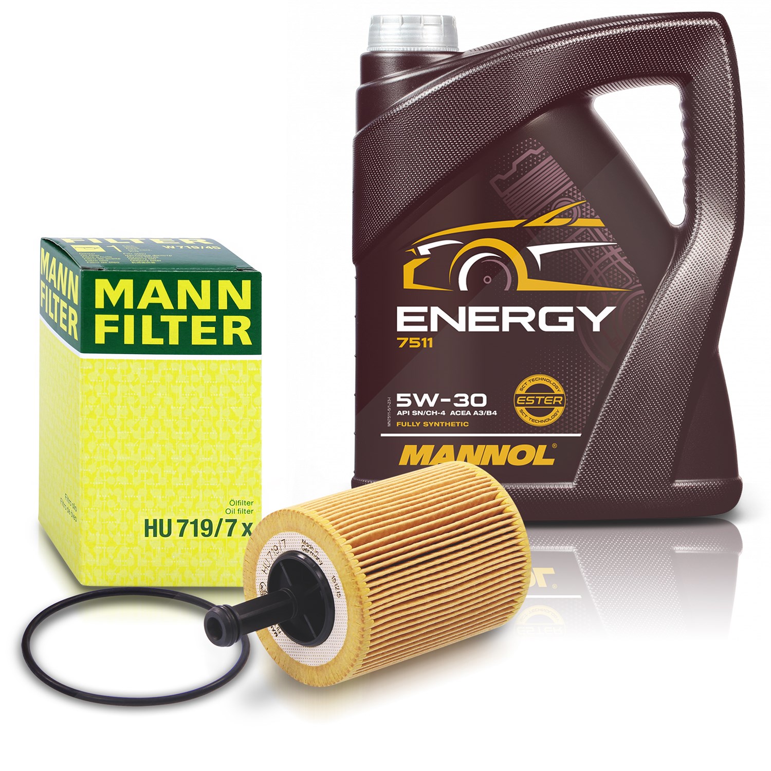 Mann-filter Ölfilter + 5l 5W-30 Motoröl [Hersteller-Nr. 40361977] für Chrysler, Dodge, Seat, Skoda, VW, Ford, Mitsubishi, Audi, Jeep