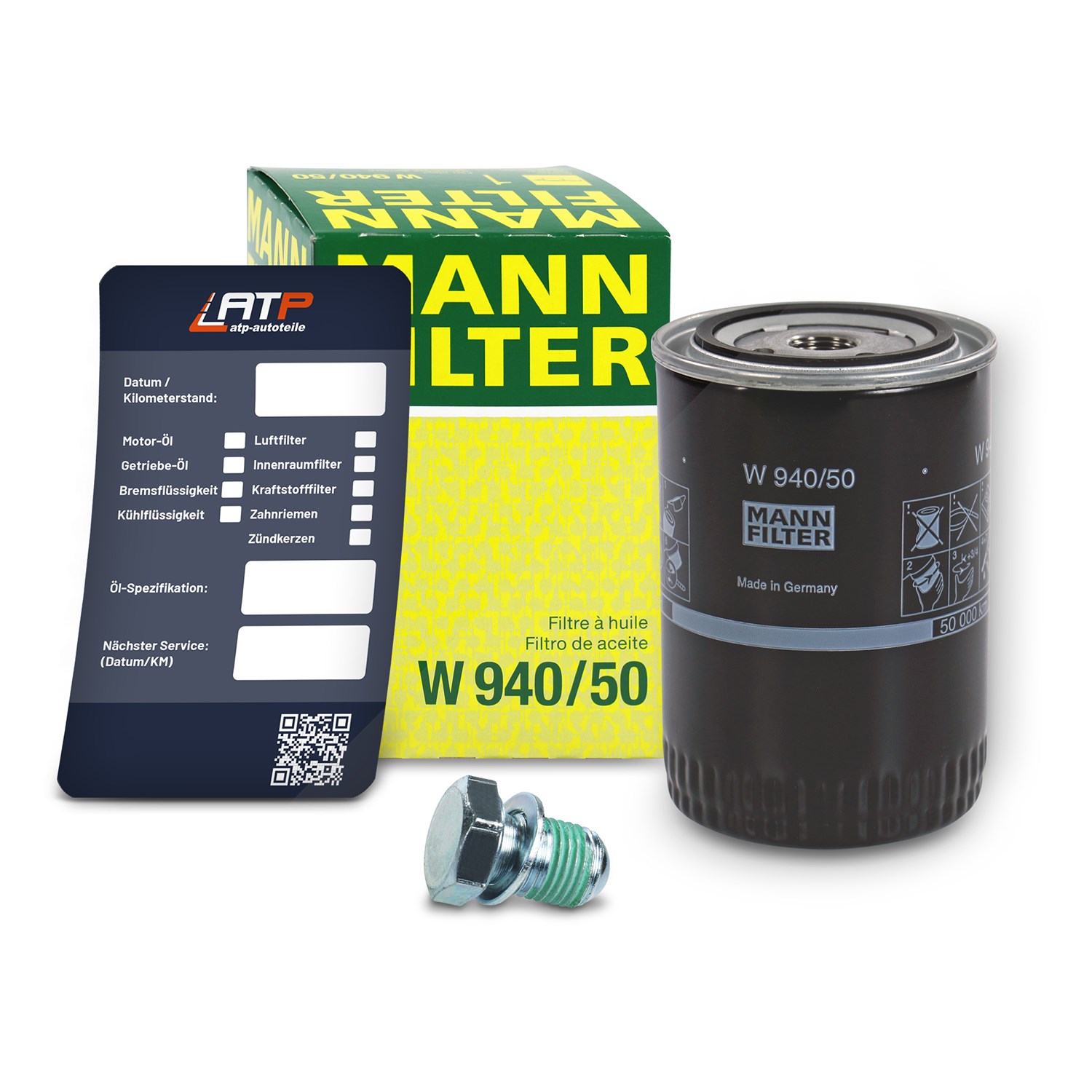 Mann-filter Ölfilter+Schraube+Ölwechselanhänger [Hersteller-Nr. 10491578] für VW, Audi