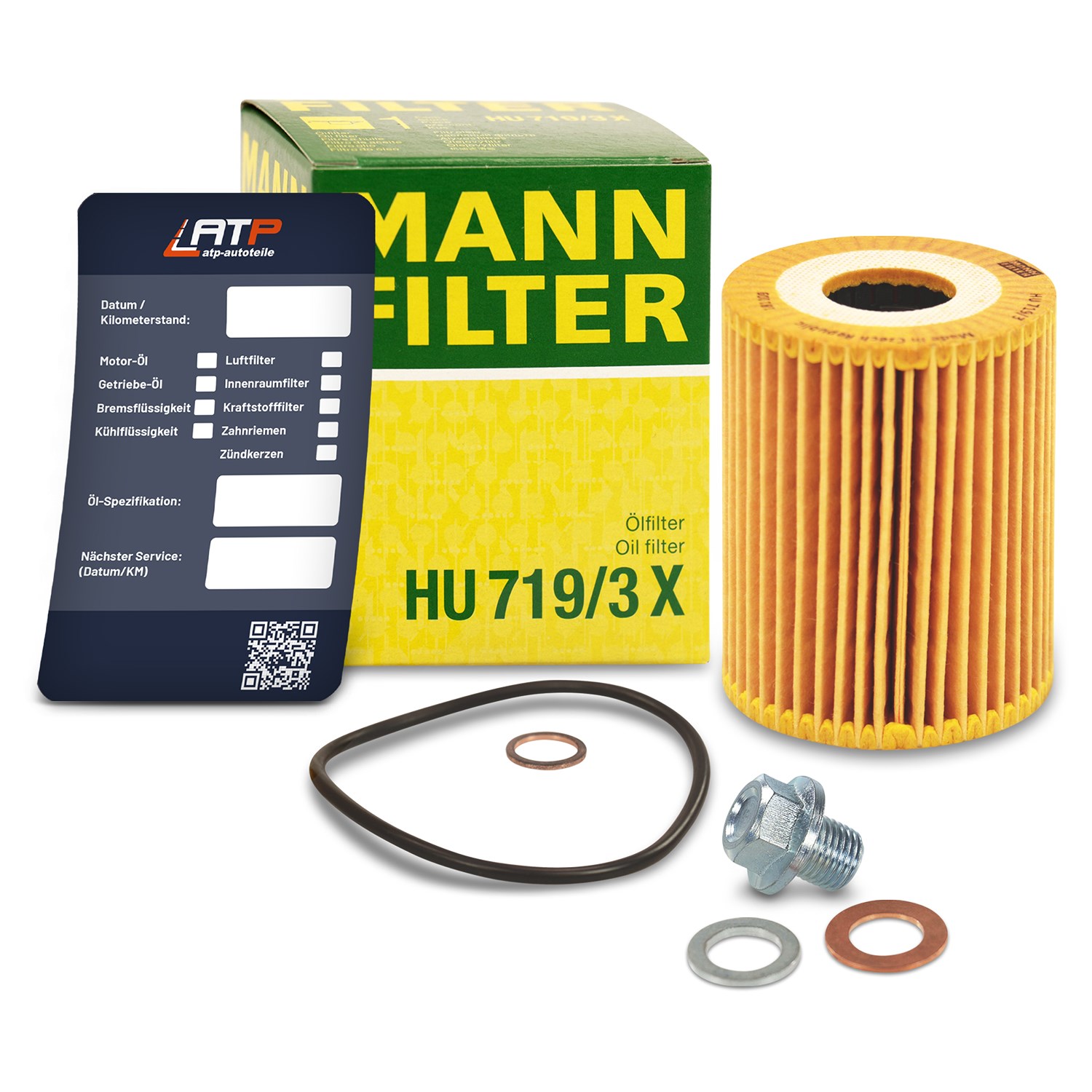 Mann-filter Ölfilter+Schraube+Ölwechselanhänger [Hersteller-Nr. 10491588] für Opel, Chevrolet