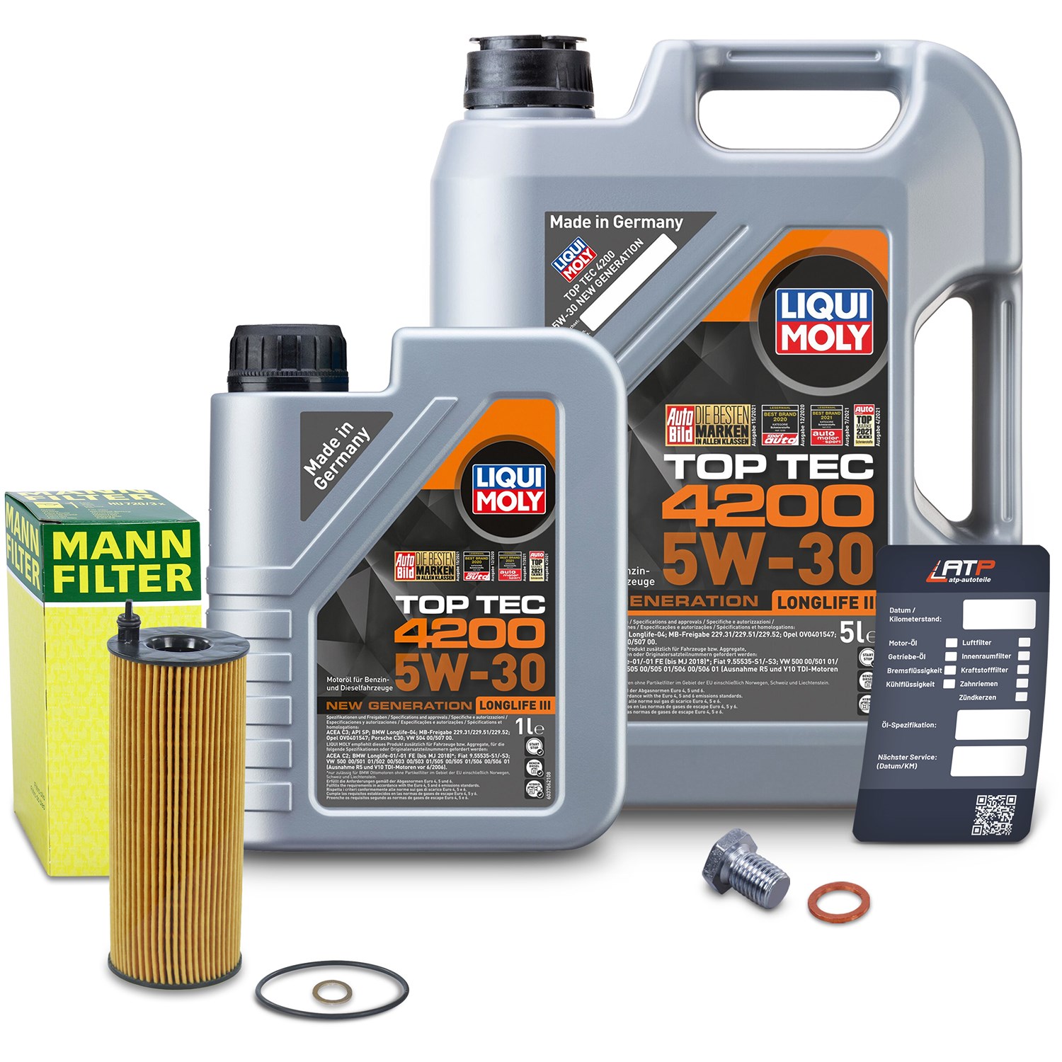 Mann-filter Ölfilter+Schraube+6L LIQUI MOLY Top Tec 4200 5W-30 [Hersteller-Nr. 10491750] für BMW