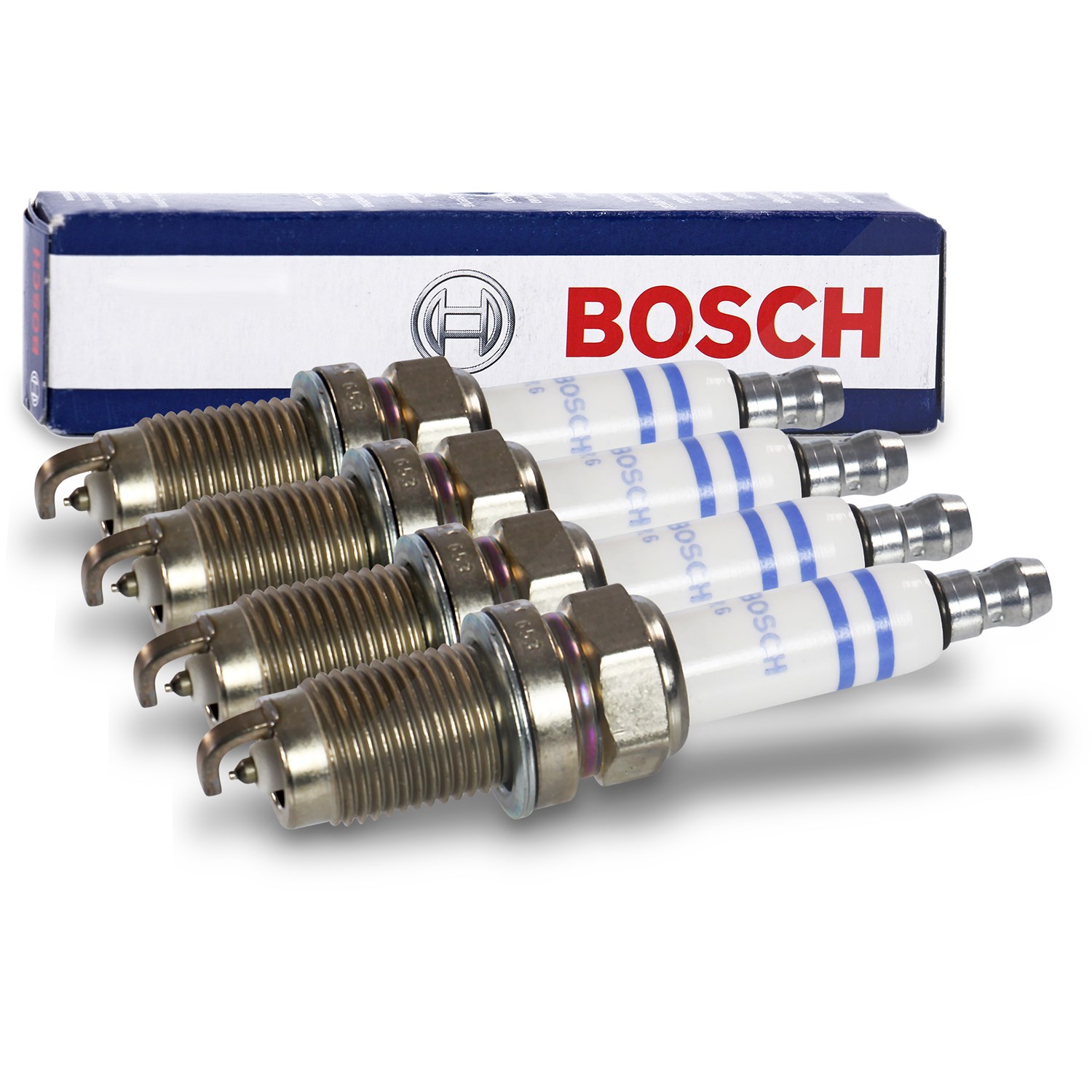 Bosch 4x Zündkerze Iridium FR6HI332 [Hersteller-Nr. 0242240665] für Skoda, Seat, VW, Audi