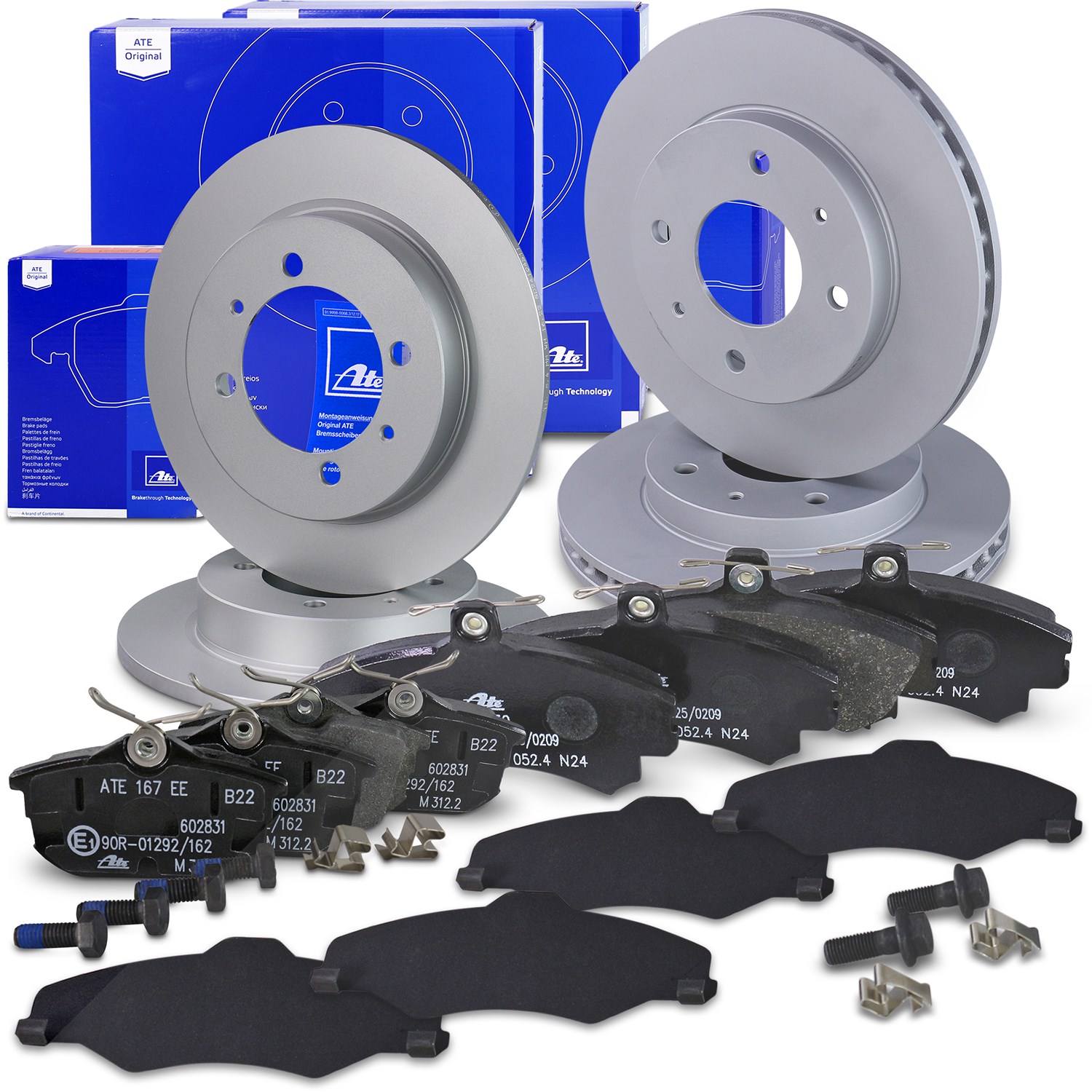 Ate Bremsscheiben + Bremsbeläge Vorne + Hinten [Hersteller-Nr. 10696914] für Volvo, Mitsubishi