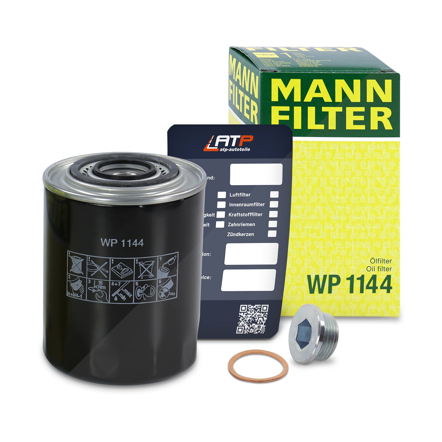 Mann-filter Ölfilter+Schraube+Ölwechselanhänger [Hersteller-Nr. 10492592] für Citroën, Peugeot, Fiat