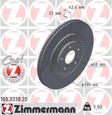 Zimmermann Bremsscheibe [Hersteller-Nr. 100.3338.20] für VW, Audi, Bentley
