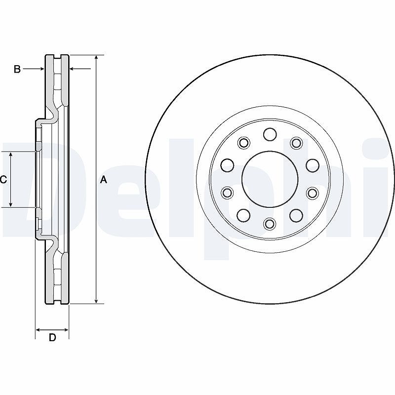 Delphi Bremsscheibe [Hersteller-Nr. BG4763C] für Alfa Romeo, Fiat, Jeep