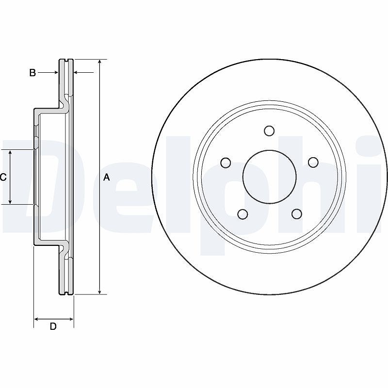 Delphi Bremsscheibe [Hersteller-Nr. BG4779C] für Nissan, Renault
