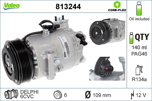 Valeo Kompressor, Klimaanlage [Hersteller-Nr. 813244] für Chevrolet, Opel, Vauxhall