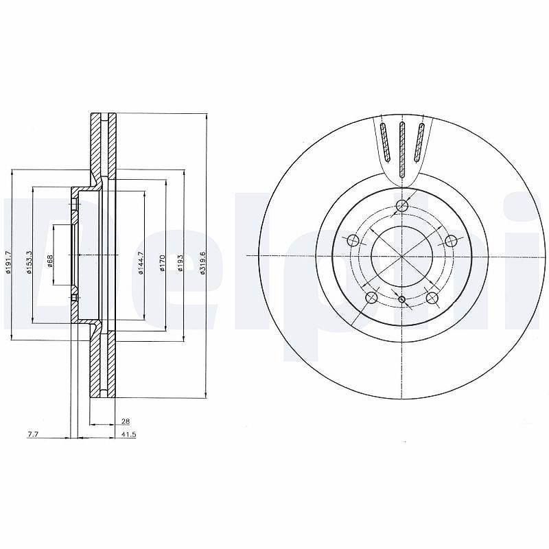 Delphi Bremsscheibe [Hersteller-Nr. BG4107] für Infiniti, Nissan