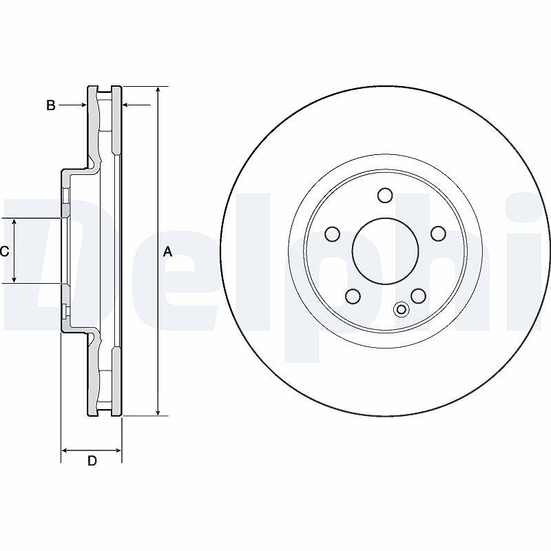 Delphi Bremsscheibe Vorderachse Belüftet [Hersteller-Nr. BG9174C] für Mercedes-Benz