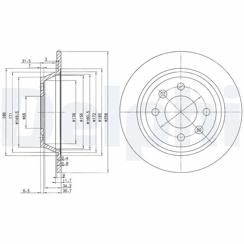 Delphi Bremsscheibe [Hersteller-Nr. BG2420] für Saab