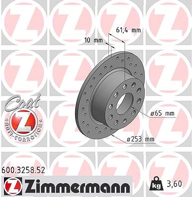 Zimmermann Bremsscheibe [Hersteller-Nr. 600.3258.52] für Skoda
