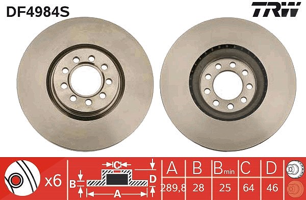 Trw 1x Bremsscheibe [Hersteller-Nr. DF4984S] für Iveco