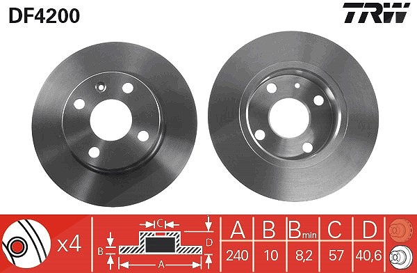 Trw Bremsscheibe [Hersteller-Nr. DF4200] für Vauxhall, Opel