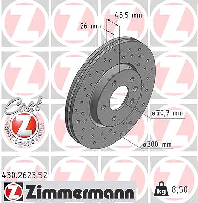 Zimmermann Bremsscheibe Vorderachse Belüftet [Hersteller-Nr. 430.2623.52] für Opel, Chevrolet, Vauxhall