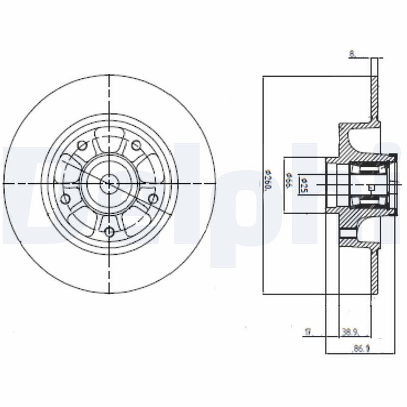 Delphi Bremsscheibe [Hersteller-Nr. BG9112RS] für Renault