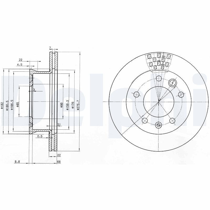 Delphi Bremsscheibe [Hersteller-Nr. BG3236] für Mercedes-Benz, VW, Nissan