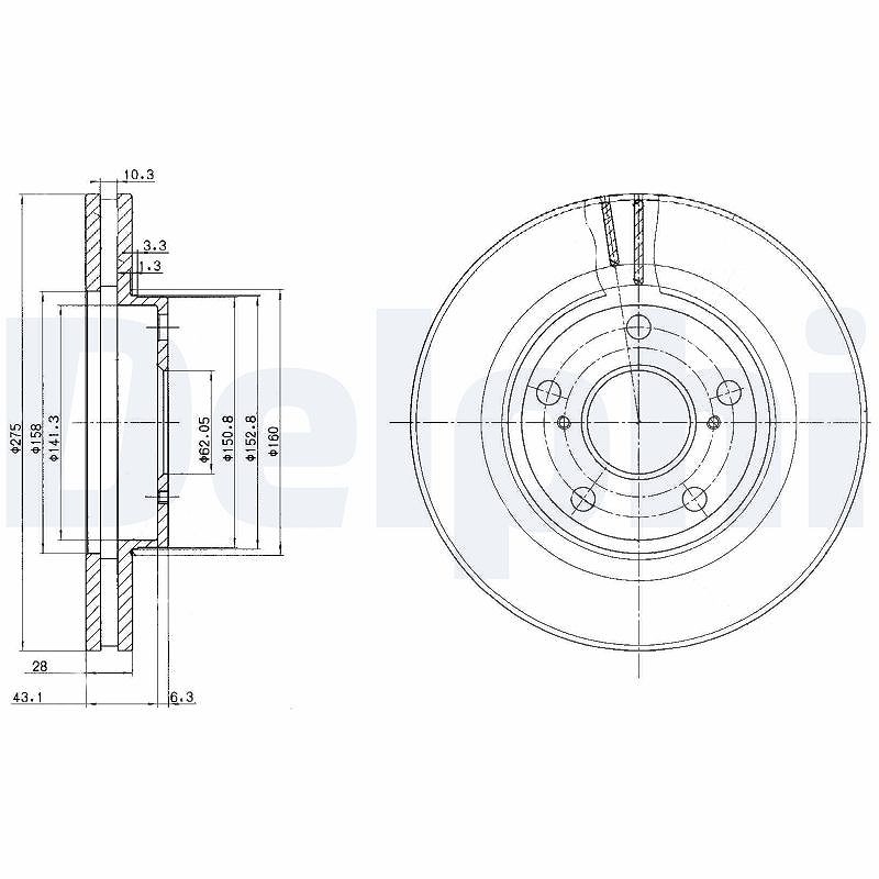 Delphi Bremsscheibe [Hersteller-Nr. BG2782] für Toyota, Lexus